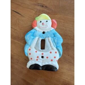 Vintage Ceramic Clown Single Toggle Light Switch Plate Cover - Hand Painted Made